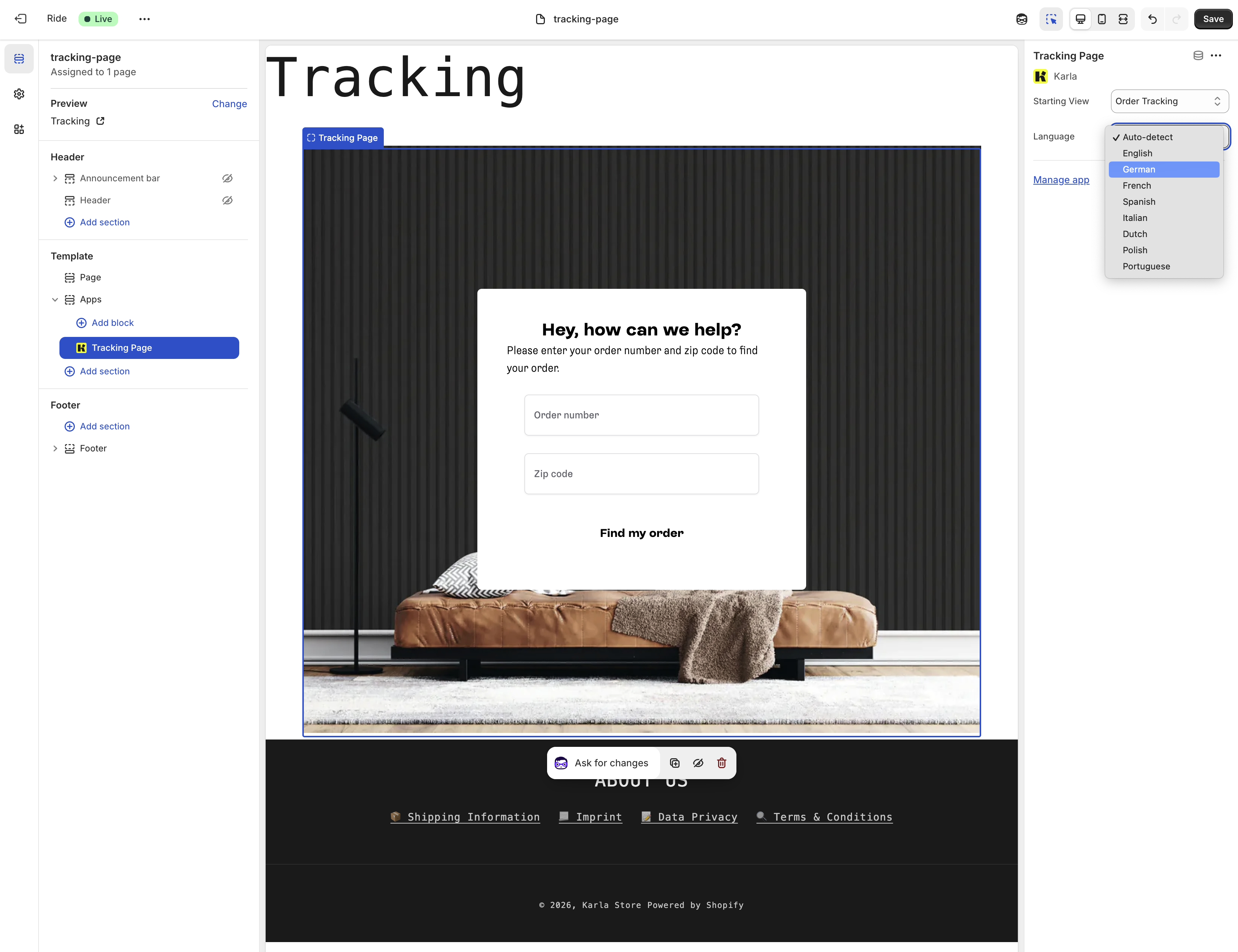 Shopify Template Extension